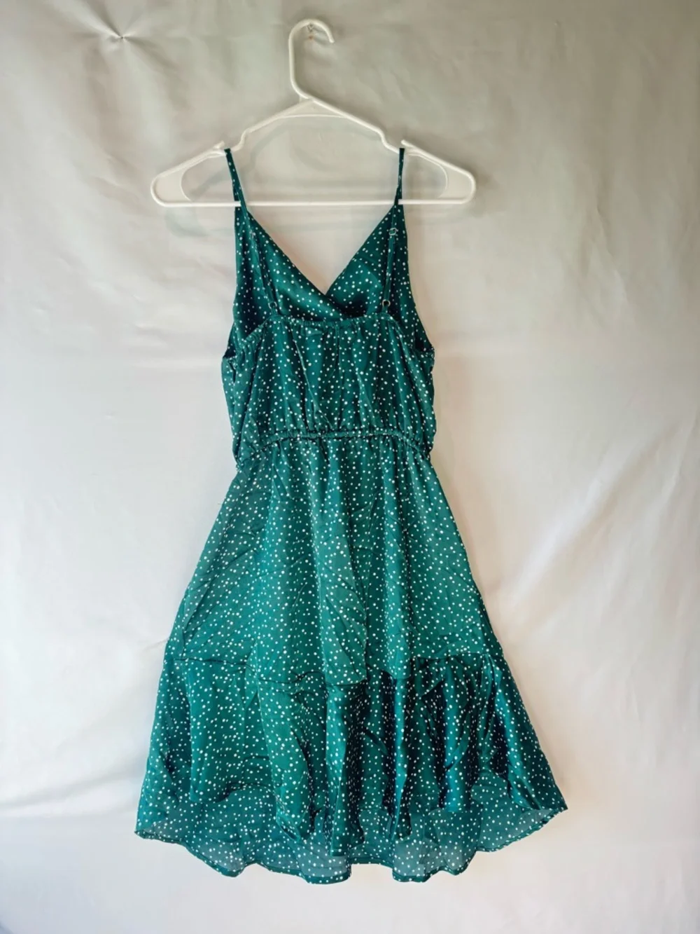 DAVI & DANI Teal Green Polka Dot Cowl Neck Midi Dress - Picture 5 of 10